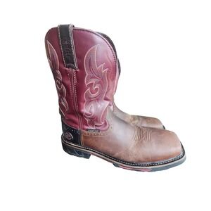 Justin Work Boots Mens 10.5 D Brown Red WK4643 Composite Toe Western Leather